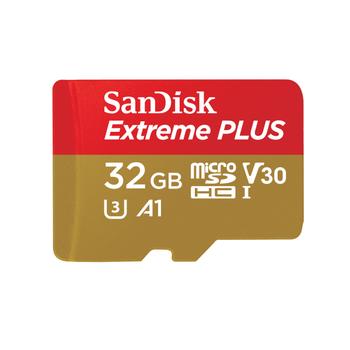 SANDISK Extreme Plus microSDHC 32GB + SDAdapter + Rescue Pro Deluxe 100MB/ sA1C10V30UHS-IU3 (SDSQXBG-032G-GN6MA)