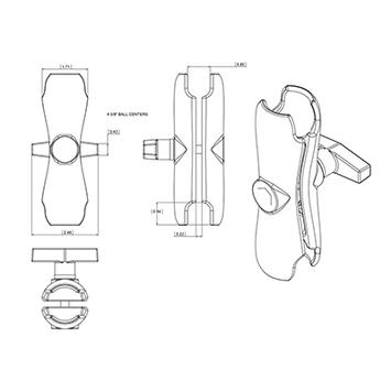 RAM MOUNT UNPKD RAM DBL BALL SOCKET ARM ASSEMBLY (RAM-201U)