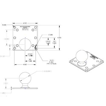RAM MOUNT UNK RAM 4.75 SQ. VESA BASE 100 & 75 MIL. (RAM-D-246U)