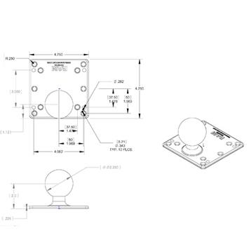 RAM MOUNT UNK RAM 4.75 SQ. VESA BASE 100 & 75 MIL. (RAM-D-246U)