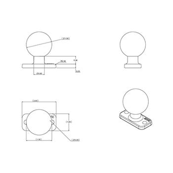 RAM MOUNT RAM base, 1" x 2", C-size (RAM-202U-12)
