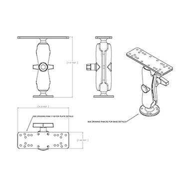 RAM MOUNT Drill-Down Mount Marine Electronic (RAM-111U)