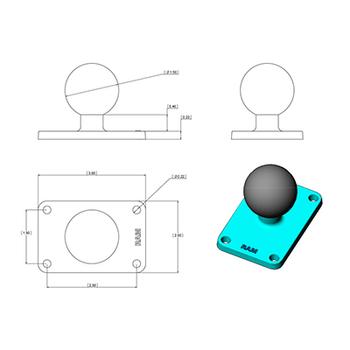 RAM MOUNT RAM base, 2" x 3", C-size (RAM-202U-23)