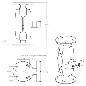 RAM MOUNT S- RAM Kit, C-size (RAM-101U-B)