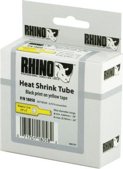 DYMO RHINO HEAT SHRINK TUBE 19X 1,5 BLACK ON YELLOW                  IN SUPL (18058)
