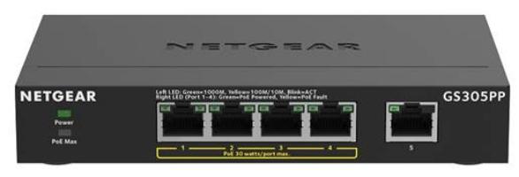 NETGEAR 5PT POE/POE+ GIGE UNMANAGED SWITCH (GS305PP) (GS305PP-300EUS)