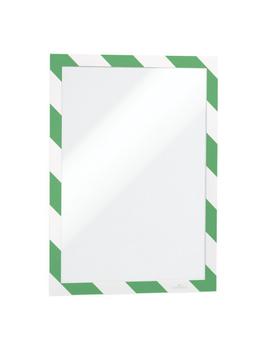 DURABLE DURAFRAME SECURITY Self-Adhesive Safety Sign & Document Holder with Magnetic Frame A4 Green/ White (Pack 2) - 4944131 (4944131)