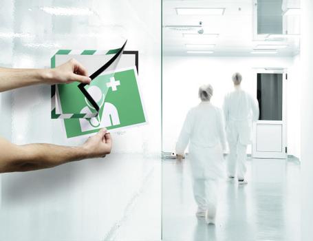 DURABLE DURAFRAME SECURITY Self-Adhesive Safety Sign & Document Holder with Magnetic Frame A4 Green/ White (Pack 2) - 4944131 (4944131)