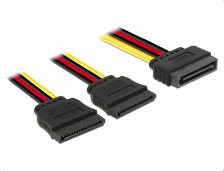 DELOCK Cable Power SATA 15 pin > 2 x SATA HDD â?? straight (60174)