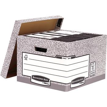 FELLOWES Bankers Box System Large Heavy Duty R-Kive Storage Box Board Grey (Pack 10) 181201 (0181201)