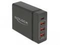DELOCK USB Charger 1 x USB Type-Câ?¢ PD + 3 x USB Type-A 60 W