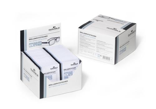DURABLE Brillenputztücher feucht 100 Stück weiß (585302)