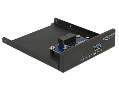 DELOCK 3.5 USB 3.1 Gen 1 Front Panel 1 x USB Type-C  1 x USB Typ-A Lagrings bay port panel  (63962)