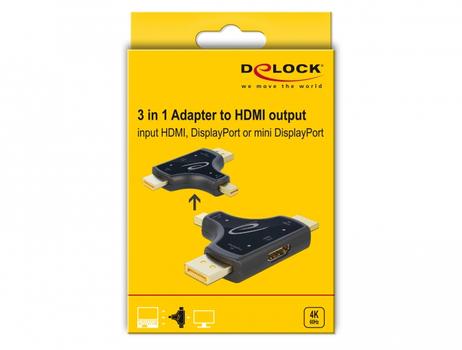 DELOCK 3in1 Monitor Adapter HDMI / DisplayPort / Mini DisplayPort> HDMI (anthracite) (64059)