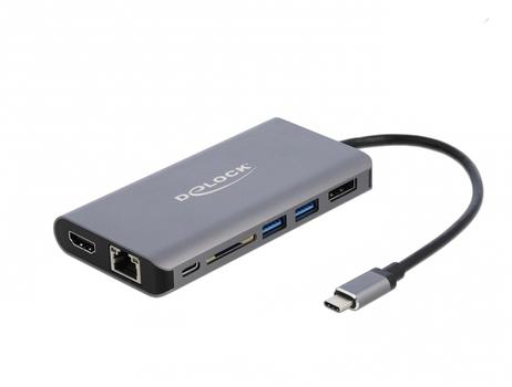 DELOCK USB Type-C Docking Station 4K - HDMI / DP / USB 3.0 / SD / LAN / PD 3.0 (87683)