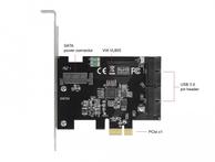 Delock PCI Express Card to 2 x internal USB 3.0 Pin Header - USB-adapter - PCIe 2.0 - USB 3.0 (intern) x 2 (90387)