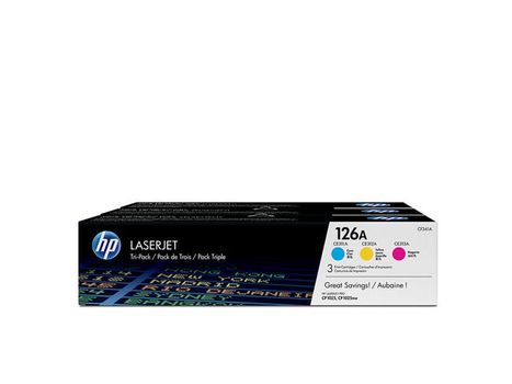 HP 126A - CF341A - 1 x Yellow,1 x Cyan,1 x Magenta - Toner cartridge - For Color LaserJet Pro CP1025, CP1025nw, LaserJet Pro 100, TopShot LaserJet Pro M275 (CF341A)