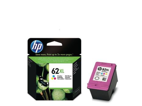 HP 62XL trefärgs original bläckpatron med hög kapacitet (C2P07AE)