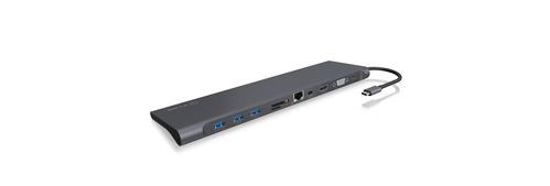 ICY BOX Dual Video Docking USB-C 100W PD, 3xUSB-A, 1xHDMI, 1xMiniDP, 1xVGA, Ethernet, 1xMinijack,  microSD (IB-DK2102-C)