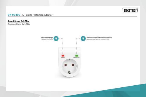DIGITUS Surge Protection Adapter. White Factory Sealed (DN-95400)