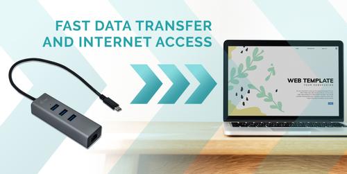I-TEC USB-C METAL HUB 3 + GLAN 3 PORT HUB + ETHERNET ADAPTER PERP (C31METALG3HUB)