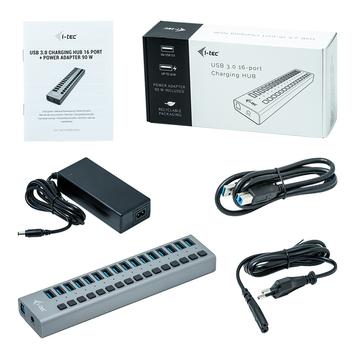 I-TEC USB 3.0 Charging HUB 16 port + Power Adapter 90 W - hub - 16 porter (U3CHARGEHUB16)