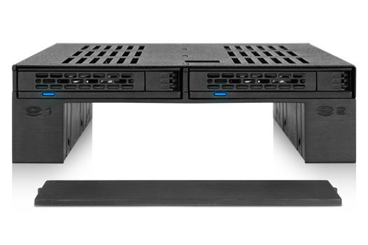 ICY DOCK 2x 2.5" SATA/SAS + 1x 3.5" in 1x 5.25" bay mobile rack screwless trays (MB322SP-B)
