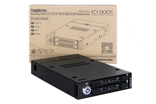 ICY DOCK 2x 2.5" to 1x 3.5" bay mobile rack SATA RAID 1/ 0/ JBOD/ BIG met (MB992SKR-B)