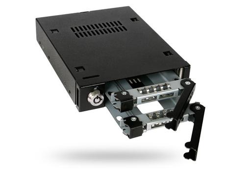 ICY DOCK ToughArmor MB992SK-B 2-Bay 2.5” SATA/SAS HDD & SSD Mobile Rack for External 3.5" Drive Bay (MB992SK-B)