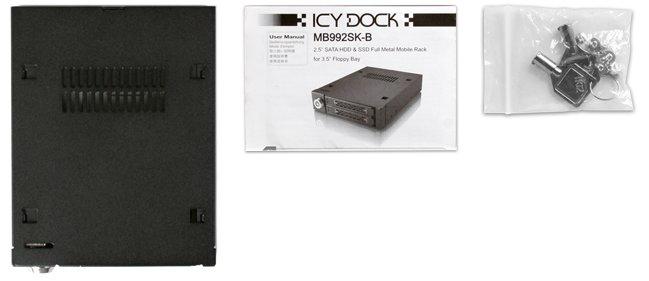 ICY DOCK ToughArmor MB992SK-B 2-Bay 2.5” SATA/SAS HDD & SSD Mobile Rack for External 3.5" Drive Bay (MB992SK-B)