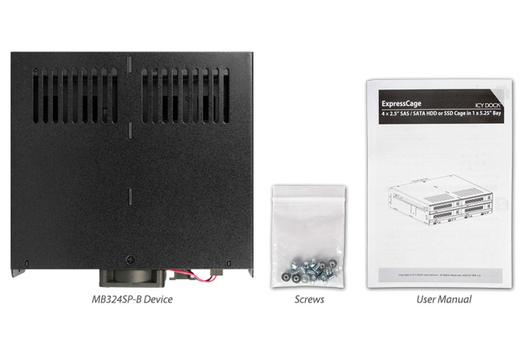 ICY DOCK 4-Bay 2.25" SATA in Ext 5.25" Bay 2.5" Svart (MB324SP-B)