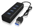 ICY BOX 4x Port USB 3.0 Hub, Black