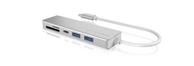 ICY BOX USB-C Hub IB-HUB1413-CR Sølv, 1x USB-C, 2x USB 3.0 og kortleser (MicroSD/ SD/ SDHC/ SDXC) (IB-HUB1413-CR)