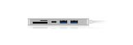 ICY BOX USB-C Hub IB-HUB1413-CR Sølv, 1x USB-C, 2x USB 3.0 og kortleser (MicroSD/ SD/ SDHC/ SDXC) (IB-HUB1413-CR)