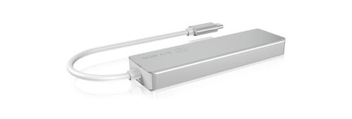 ICY BOX USB-C Hub IB-HUB1413-CR Sølv, 1x USB-C, 2x USB 3.0 og kortleser (MicroSD/ SD/ SDHC/ SDXC) (IB-HUB1413-CR)