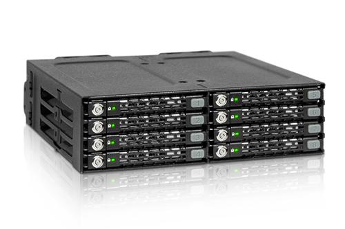 ICY DOCK 8x 2.5" to 1x 5.25" bay mobile rack SATA metal keylocks black (MB998SK-B)