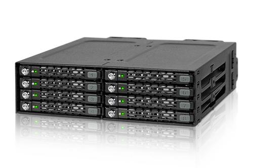 ICY DOCK 8x 2.5" to 1x 5.25" bay mobile rack SATA metal keylocks black (MB998SK-B)