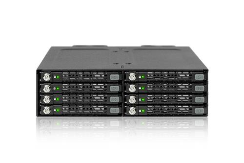 ICY DOCK 8x 2.5" to 1x 5.25" bay mobile rack SATA metal keylocks black (MB998SK-B)