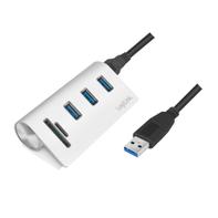 LogiLink - USB 3.0, 3-port hub, with card reader and aluminum casing