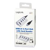 LogiLink - USB 3.0, 3-port hub, with card reader and aluminum casing (CR0045)