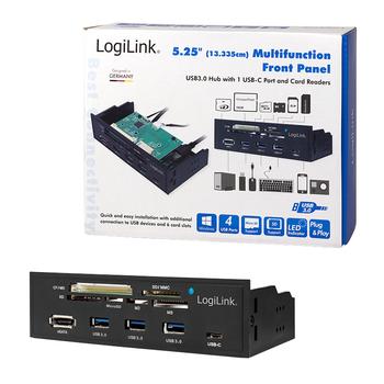 LOGILINK USB HUB 3.0 mit 6-fach Kartenleser schwarz (UA0341)