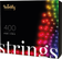 TWINKLY julebelysning 400 LED RGB 32m, sort ledning, IP44, BT+Wifi, musikksensor, APP kontroll (Android + iOS)