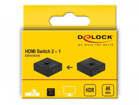 DELOCK HDMI 2 - 1 Switch bidirectional 4K 60 Hz compact (64072)