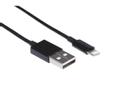 IIGLO USB A 2.0 male to Lightning male kabel sort 2m Overførings- og ladekabel til Apple, USB A hann til Lightning hann, MFI, PVC