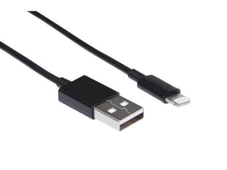 IIGLO USB A 2.0 male to Lightning male kabel svart 2m Synk- og Laddningskabel till Apple, USB A 2.0 hane till Lightning hane, MFI, PVC (II-USBAMLGHT-B020)