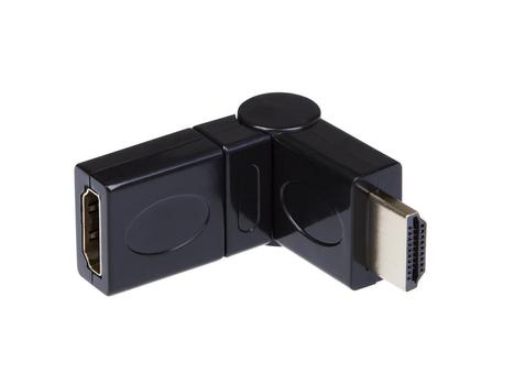 IIGLO HDMI till HDMI Adapter (svart) v2.0, HDMI adapter hane till hona, 90°-vinklad,  PVC (II-ADP-HDMHDM270B)