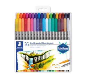 STAEDTLER Design Journey Viltstift 0,5 - 3 mm Breed Kleurenassortiment 36 Stuks (3200 TB36)