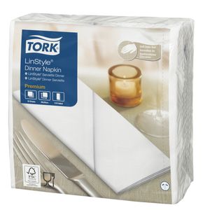 TORK Middagsserviet,  Tork Linstyle, 1/8 fold, 39x39cm, hvid, nonwoven (1000002058*600)