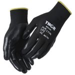 Fingerdyppet nitrilhandske,  THOR Nitrex, 8, sort, nitril/ polyester,  ribkant *Denne vare tages ikke retur*