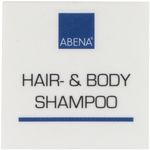 Label til dispenser,  4x4cm, hair- & bodyshampoo